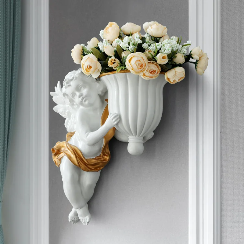 （1PCS）Angel Wall Decoration Vase Living Room Dining Room Wall Background Accessories Housewarming Gift Ornaments 4