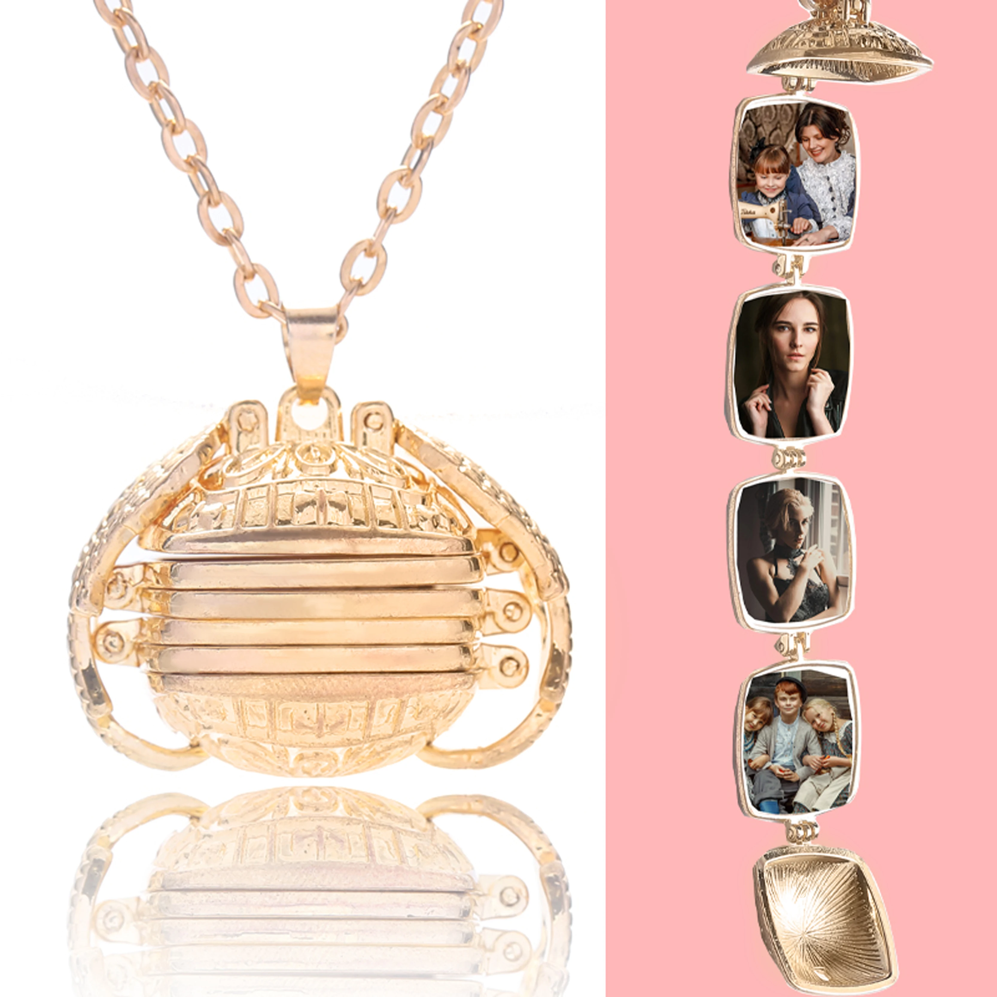 Винтажное ожерелье с золотыми квадратными крыльями 4 слоя фазовая коробка