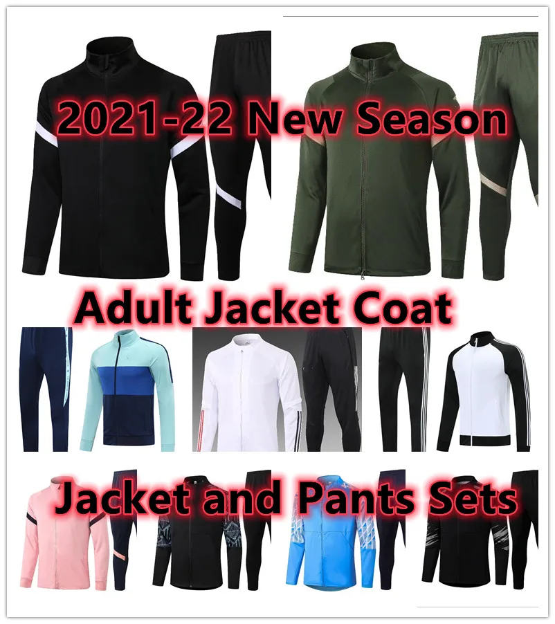 

2021-22 new Men's Soccer Jacket Coat Hooded Training Tracksuit Sports Shirts Sets Sweater adult Survetement jogging kits J2