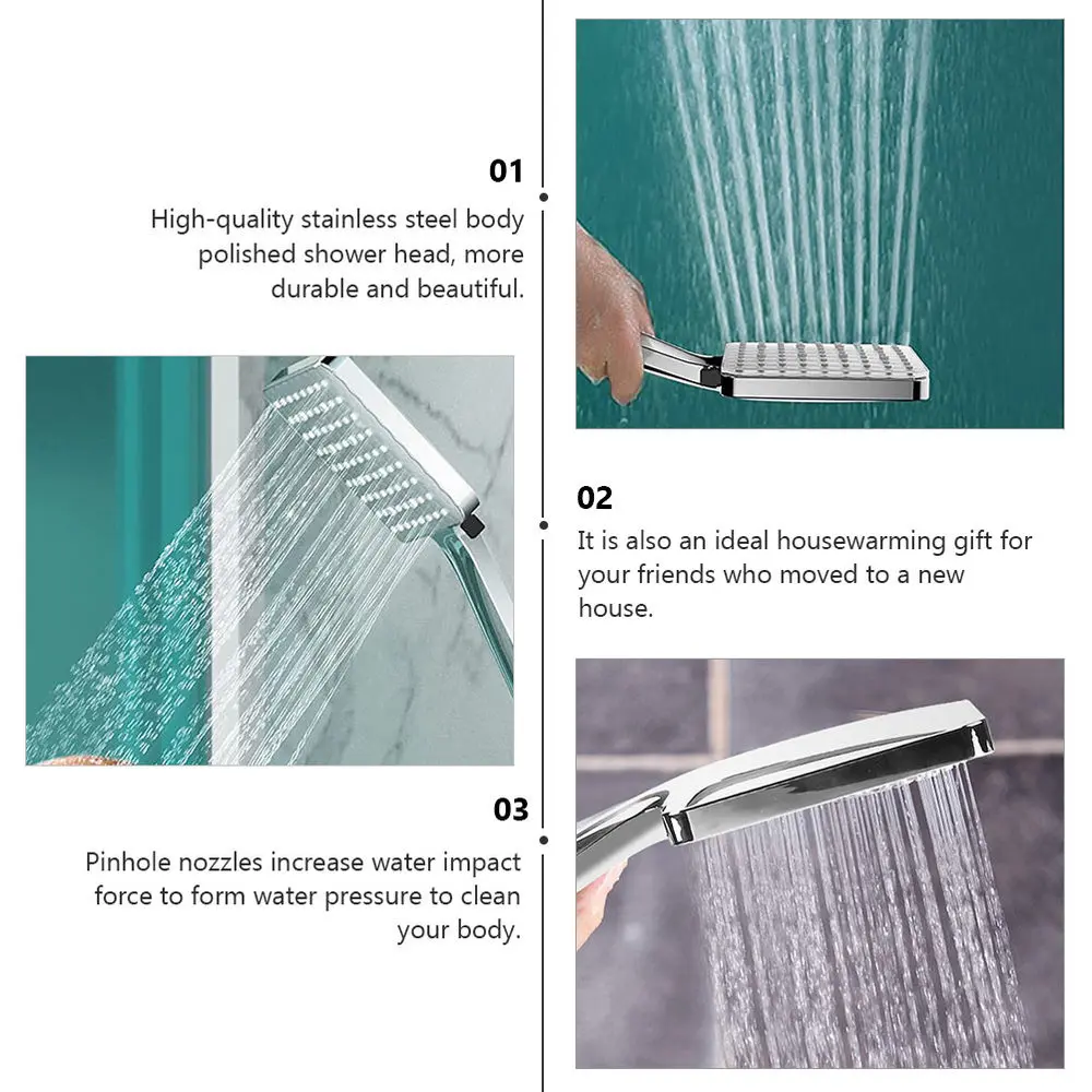 

1Set Practical Bathroom Shower Nozzle Removable Durable Kit Silver