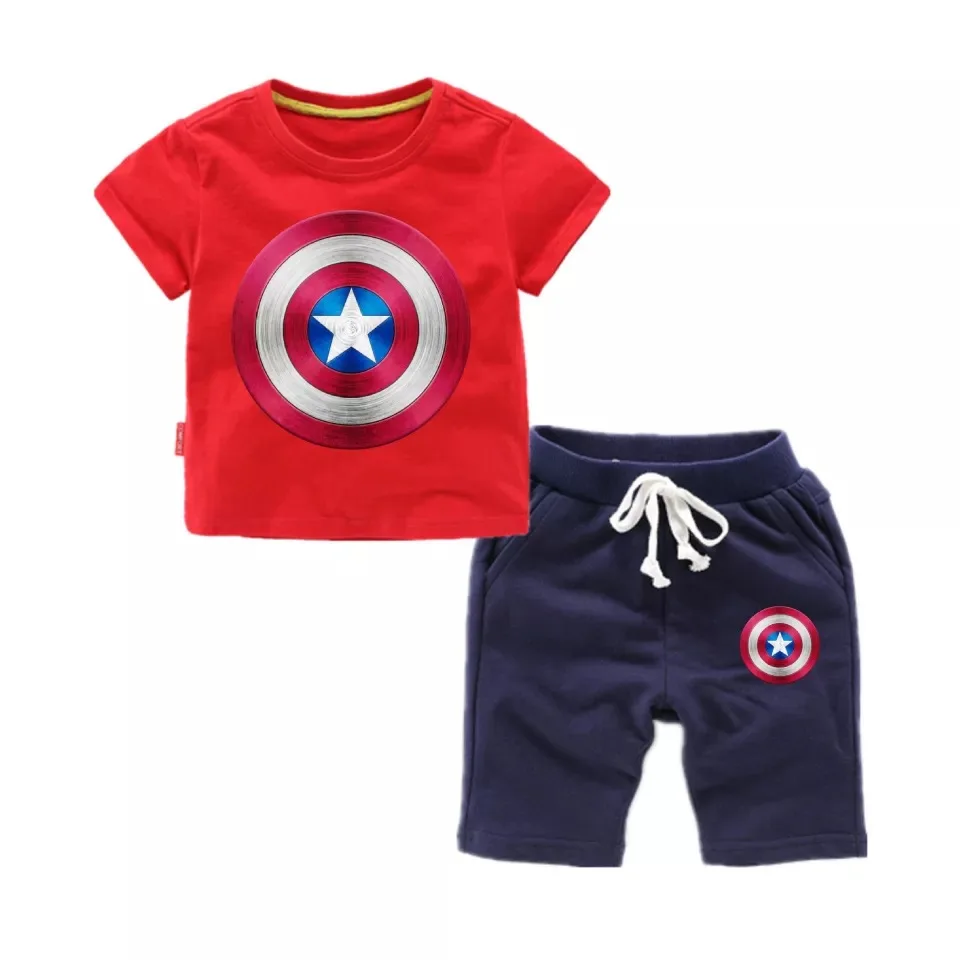 Комплекты одежды для мальчиков Marvel Avenger Captain America Детская футболка + штаны детские