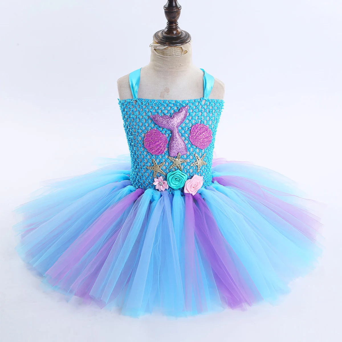 Vestido de sirena para ni&ntilde;a, traje de princesa para fiesta de cumplea&ntilde;os, Halloween y Navidad, traje de sirena para ni&ntilde;o de 2 a 12 a&ntilde;os-3