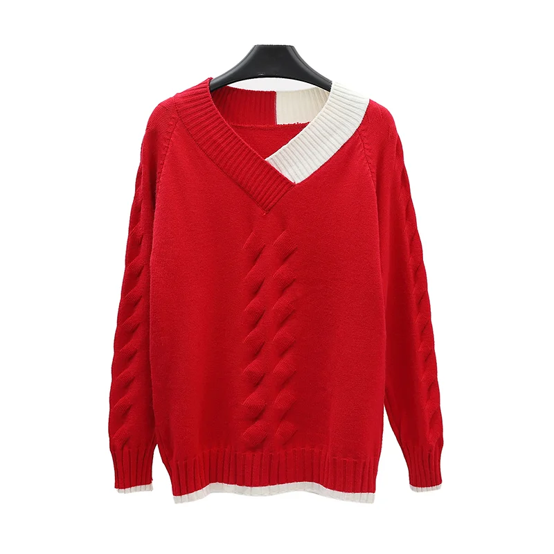 

V-Neck Loose Oversized Plus Large Size Female Woman Blouses Winter Women'S Sweaters Clothing Latest 2020 Spring Autumn A6505