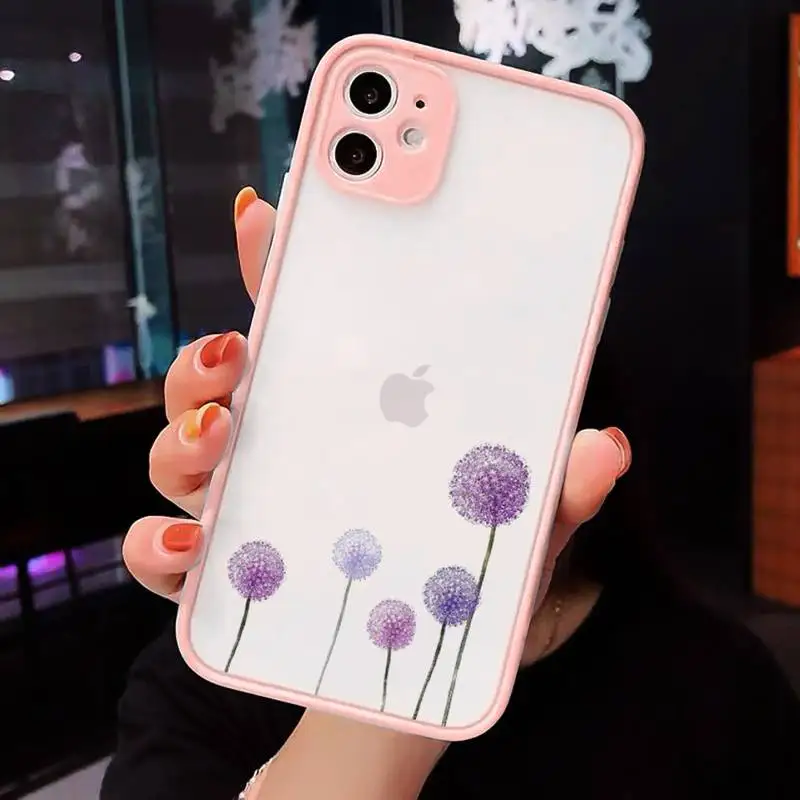 

Simple Lavender Purple Flowers Phone Cases matte transparent For iphone 7 8 11 12 plus mini x xs xr pro max cover