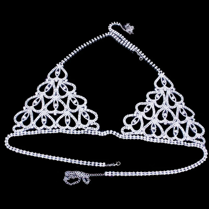 

Sexy Crystal Body Chain Bikini Bra Suit Beach Waist Belly Chain Body Jewelry