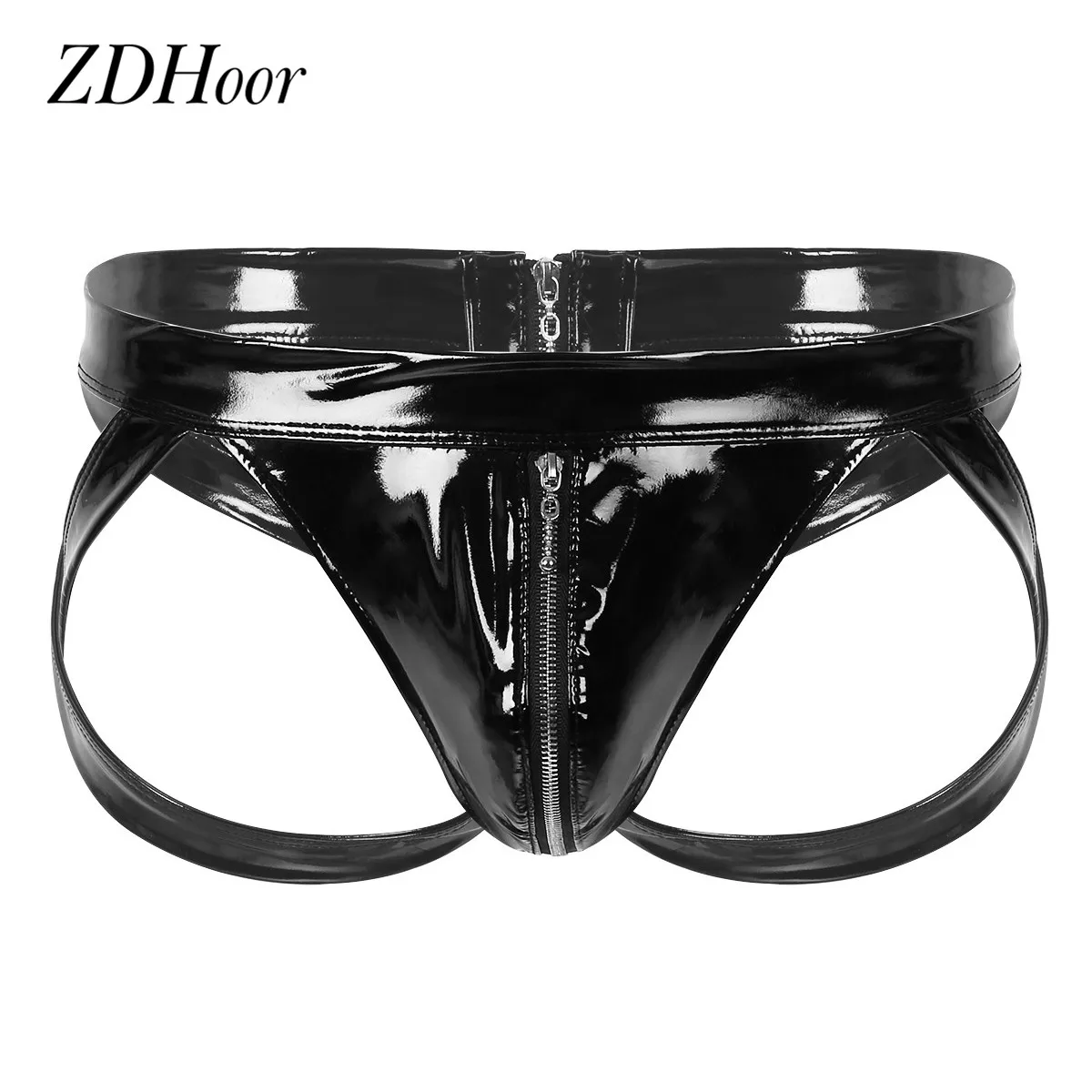 Трусы мужские блестящие из лакированной кожи пикантные трусы с низкой посадкой