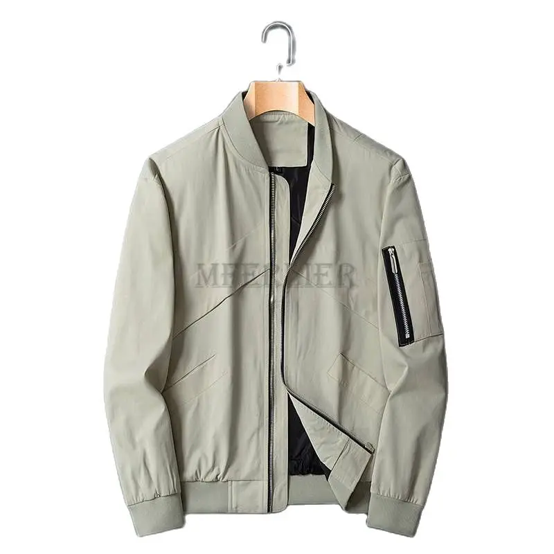 

Куртка-бомбер мужская с воротником-стойкой, простая повседневная верхняя одежда на молнии, с карманами, пальто оверсайз в стиле оверсайз, бо...