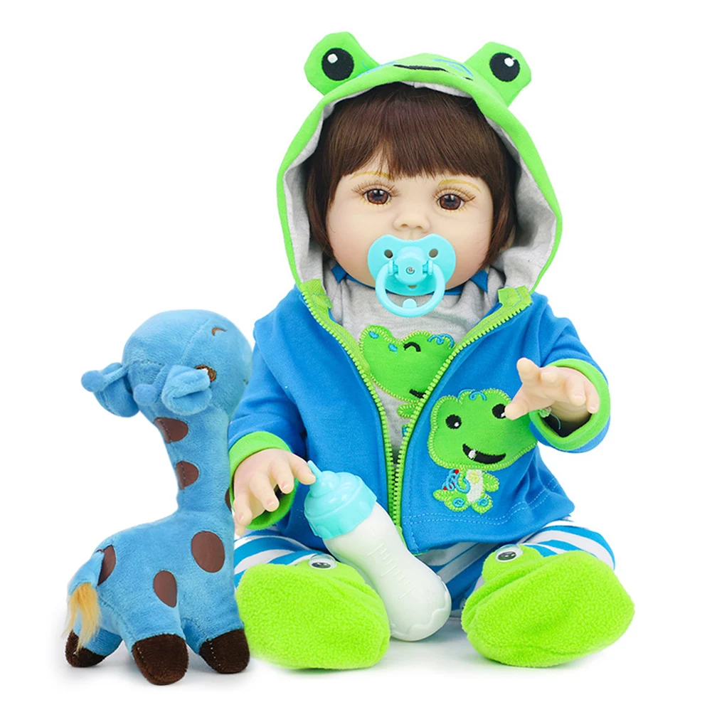 

53cm Newborn Baby Reborn Doll Frog Dress Up Realistic Lifelike Doll Soft Full Vinyl Simulation Reborn Doll Toy for Children Gift