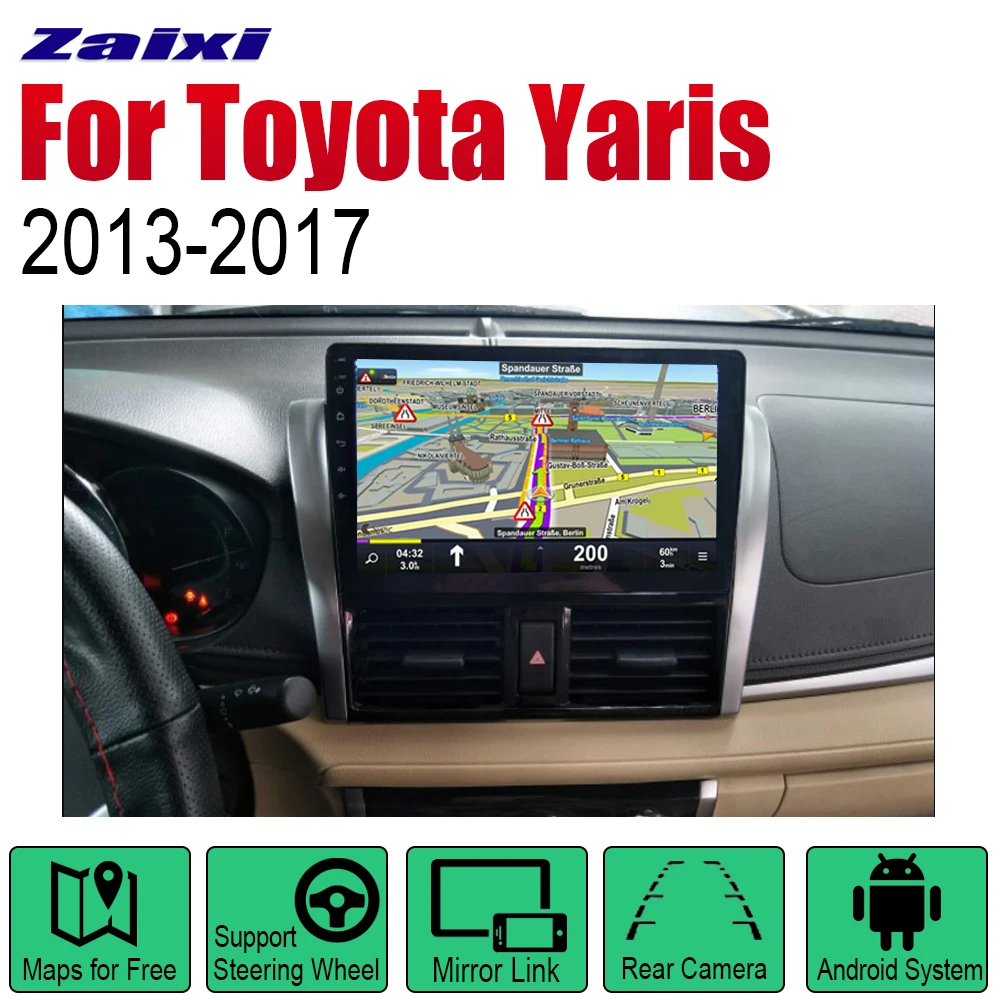 ZaiXi Android автомобильный Радио Стерео gps навигация для Toyota Yaris 2013 ~ 2017 Bluetooth wifi 2din