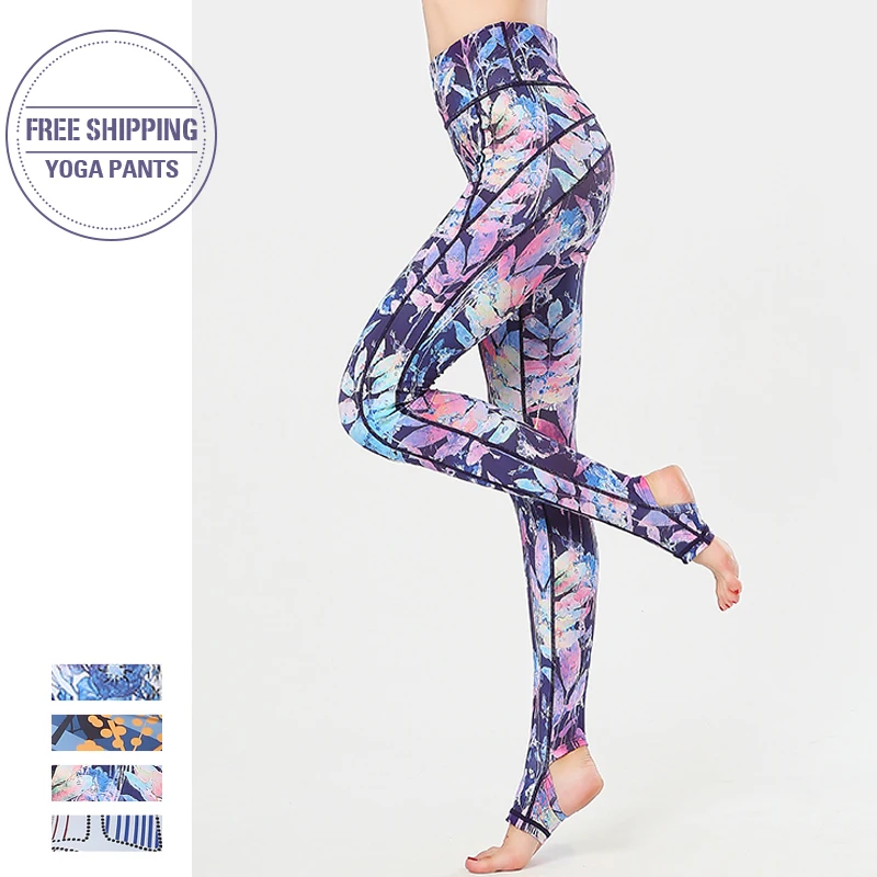 Йога Брюки для женщин высокая талия с рисунком спортивные Леггинсы фитнеса