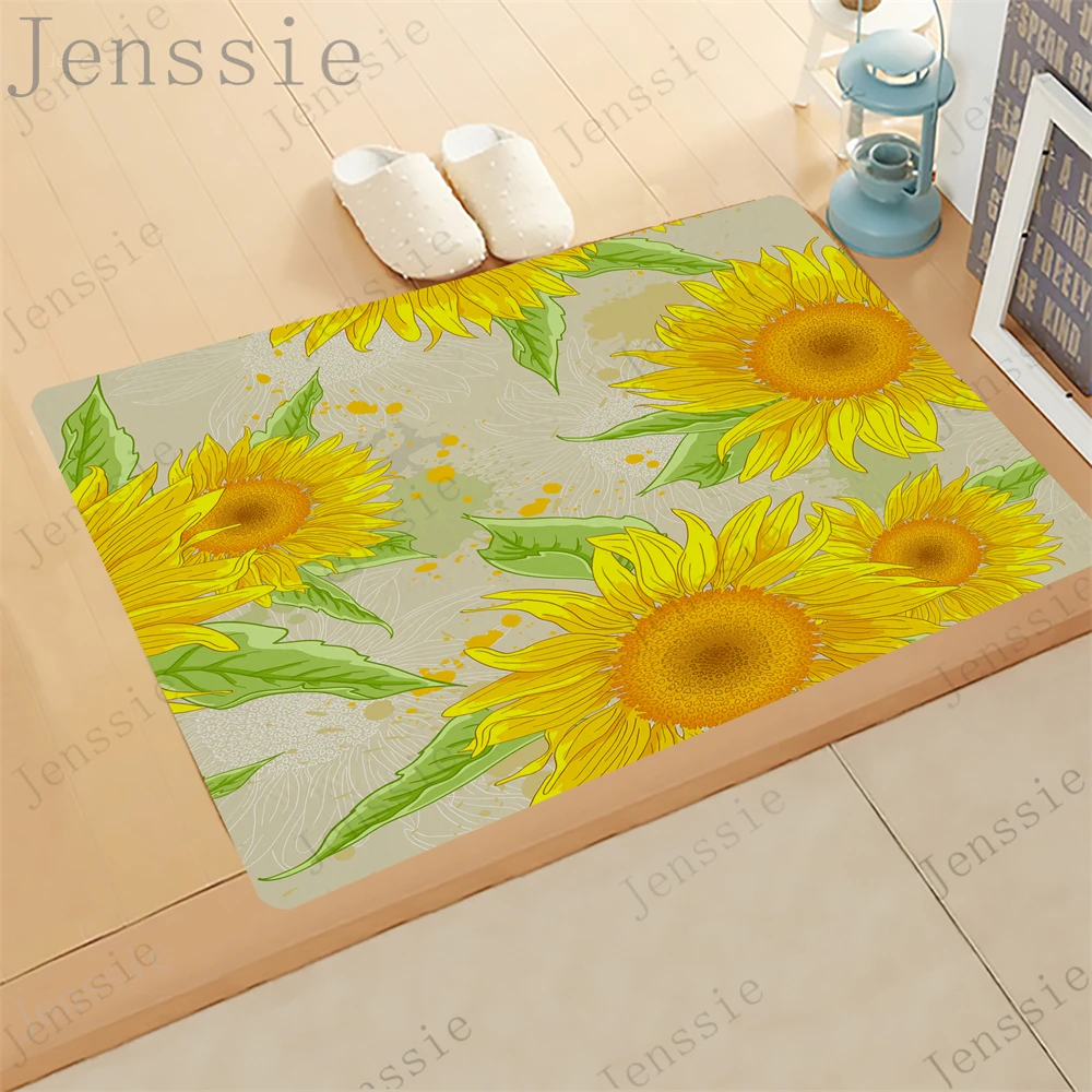 

Anti-Skit Doormats Plant Mat Sunflower Small Daisy Fresh Flower Series Carpet Entrance Hallway Bedroom Bath Living Room Dust Rug
