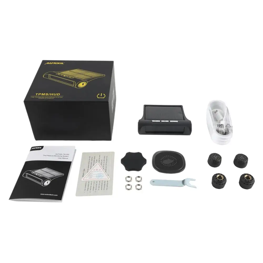 AUTOOL TW500 автомобильные TPMS система контроля давления в шинах солнечной энергии и HUD