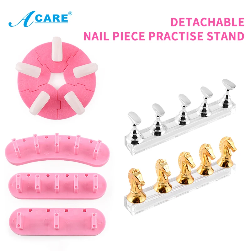 

1Set False Nail Tips Practice Trainning Display Stand Holder Base Alloy Crystal Nail Art Polish Display Manicure Tools