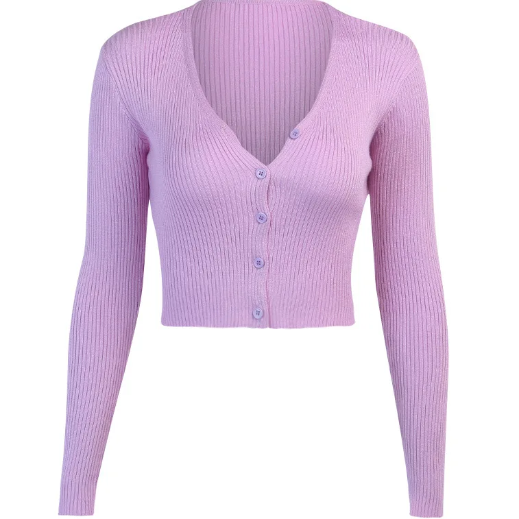 

autumn Solid basic knit full sleeve bottoming shirt women 2020 fashion Harajuku girls Single-breasted casual top tee shirt