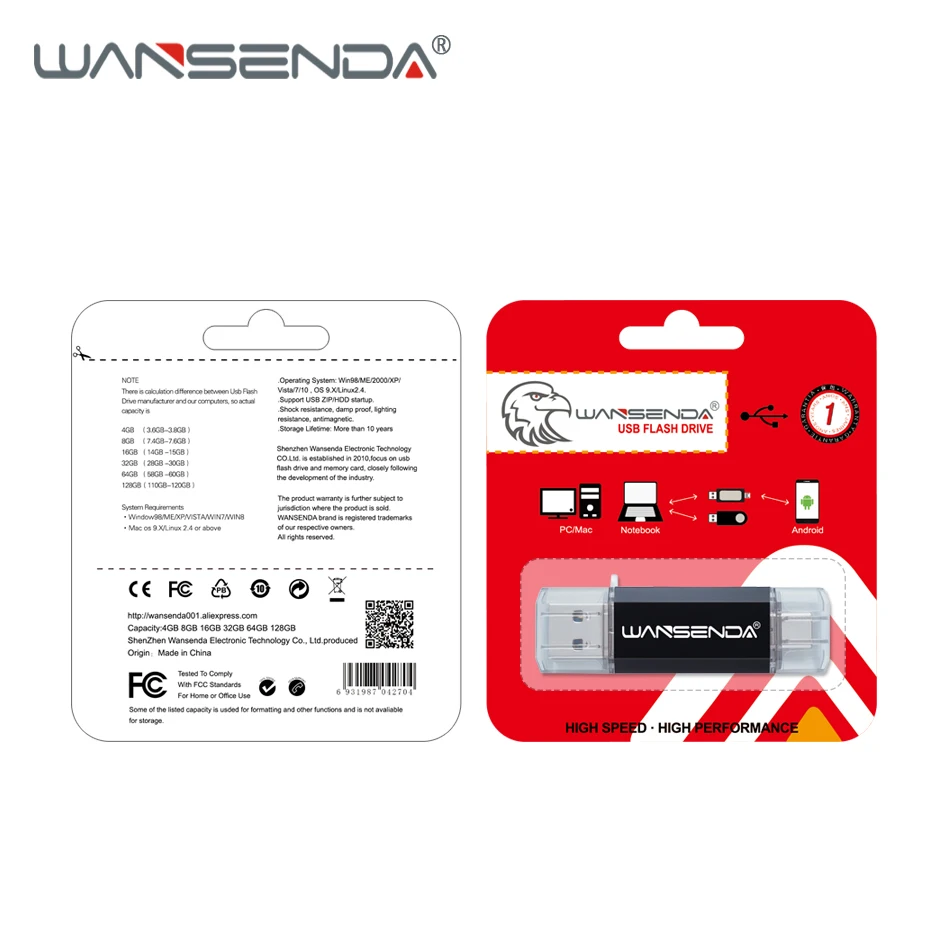 WANSENDA 2 в 1 флеш накопитель USB 3 0 Type C Флешка 512 ГБ 256 128 Гб OTG 64 32 карта памяти для