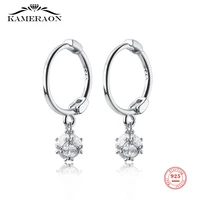 925 sterling silver hoop earrings korean temperament zircon ball short ear buckle female exquisite earring women jewelry