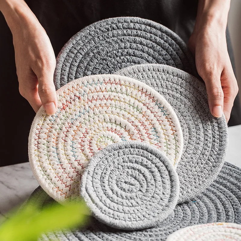 1 шт. круглые подставки из натурального ротанга коврик для чаши ручной работы