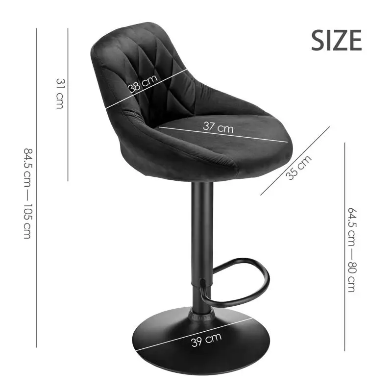 

2pcs Stylish Bar Chair Velvet Modern European & Americal Bar Stool Swivel Lifting High Stool Footrest For Home Bar Furniture HWC