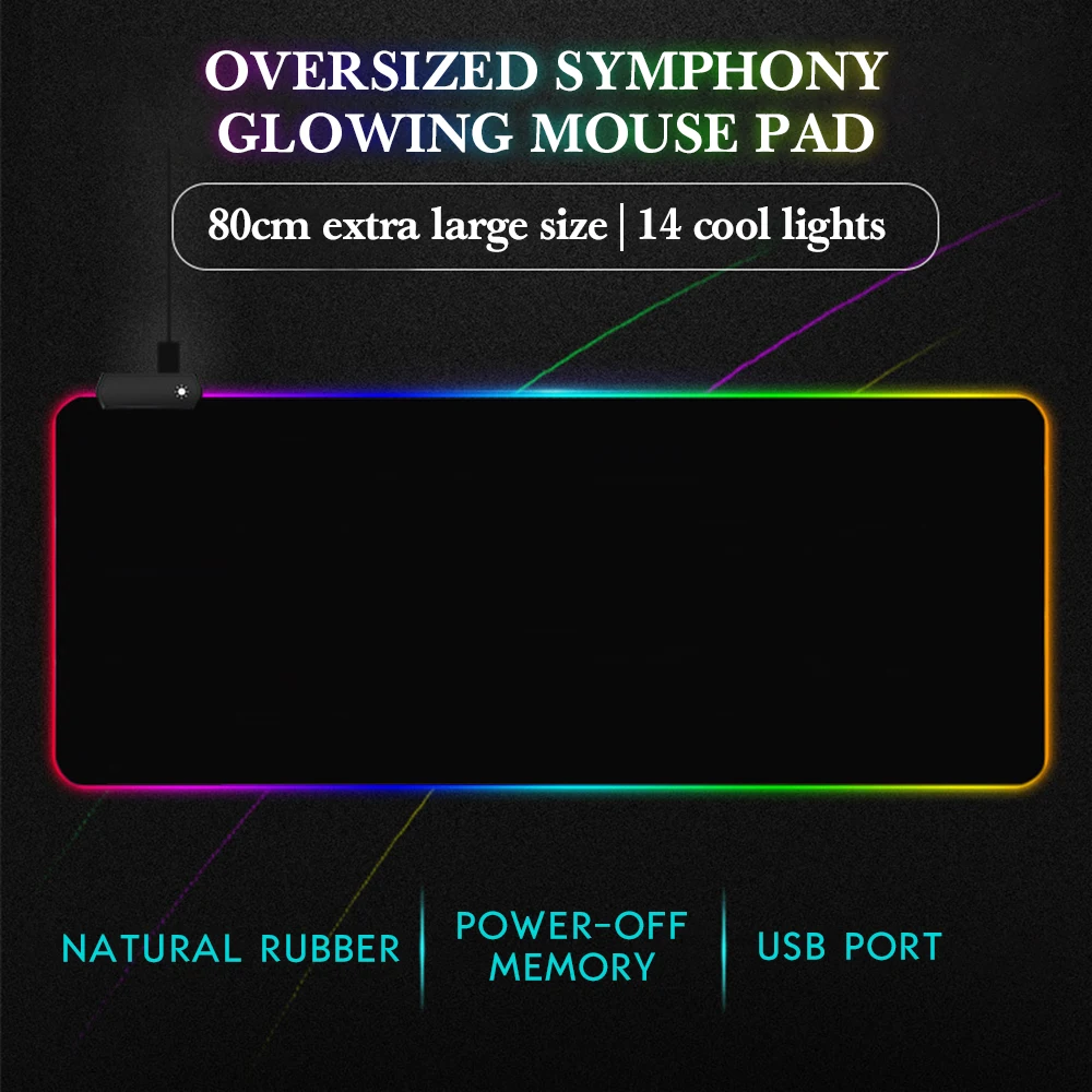 Игровой коврик RGB для мышки и клавиатуры большой компьютерный XXL со светодиодной