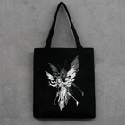 Симпатичная Женская Холщовая Сумка для покупок в готическом стиле Harajuku эстетичный графический принт в стиле Харадзюку Женская вместительная сумка