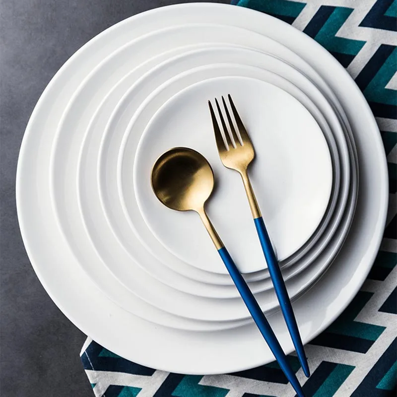 Тарелки круглые для еды в западном стиле 6 18 дюймов|Блюдца и тарелки| |