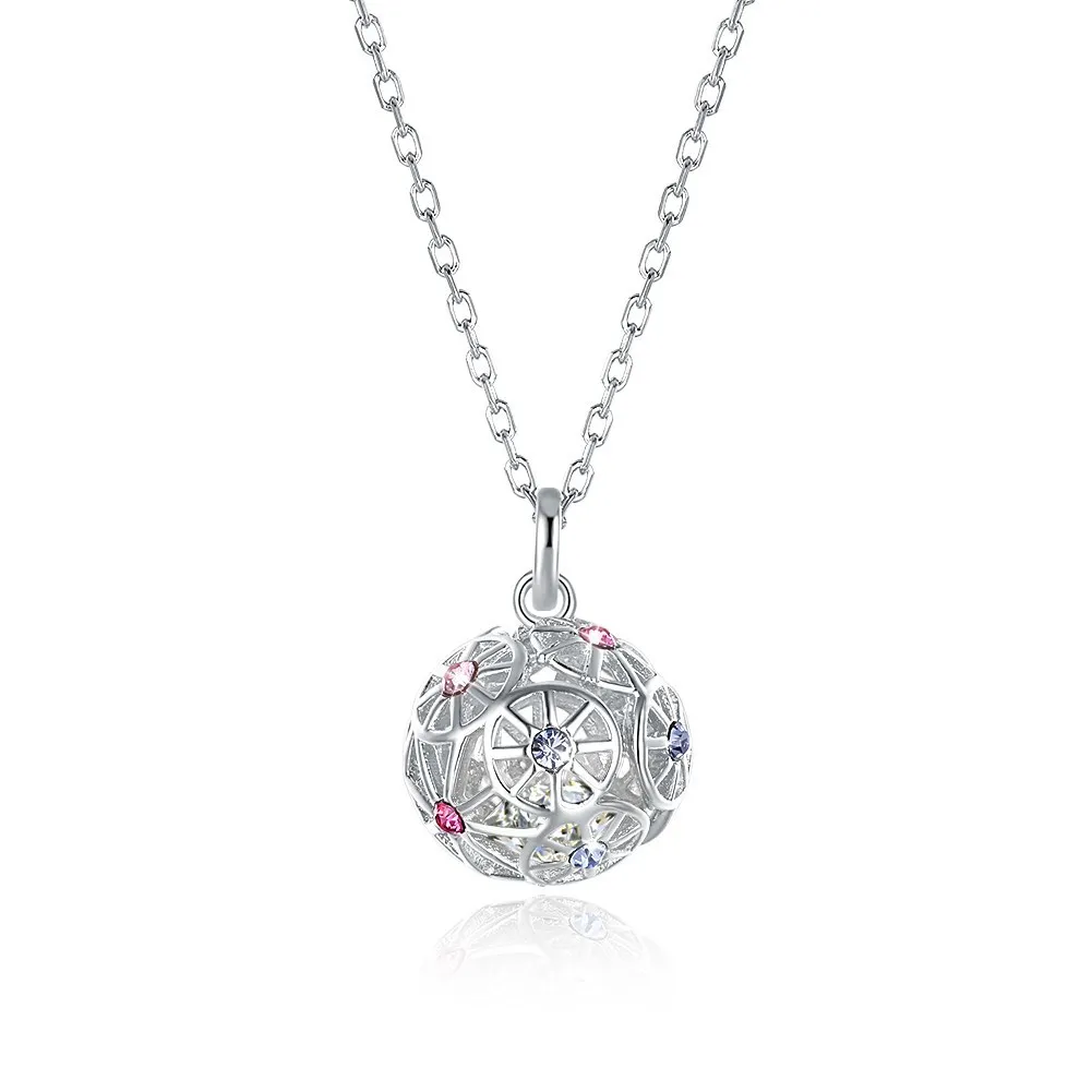 LEKANI Colorful Ball Pendant Necklaces Crystals 925 Sterling Silver Gold Plated Collars Fine Jewelry For Women | Украшения и