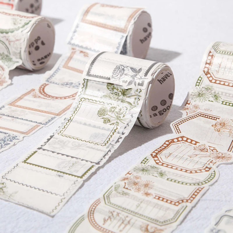 

1PC Vintage Fern Mushroom Flower Frame Washi Paper Sticker DIY Diary Journal Decoration Label Sticker Album Scrapbooking