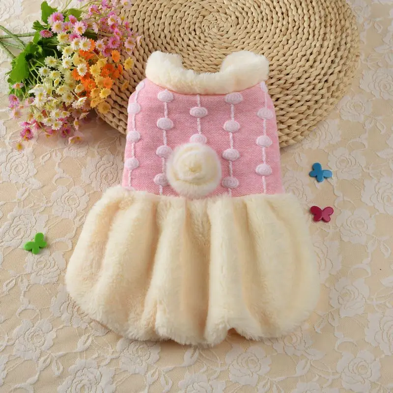 Милое Платье для собак и девочек утепленный теплый костюм холодной погоды пальто