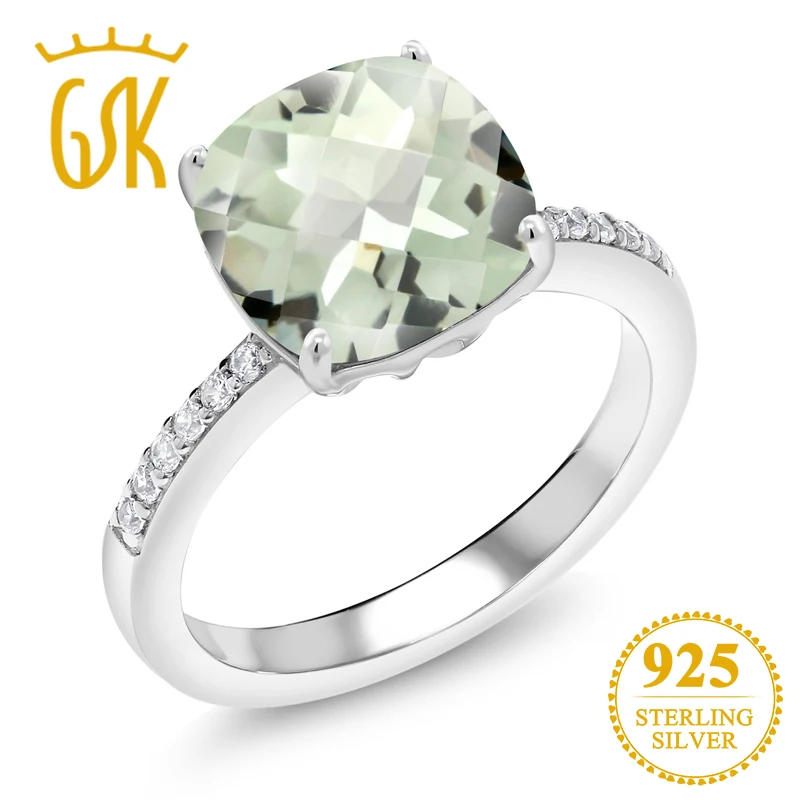 Женские шахматные кольца GemStoneKing из серебра 925 пробы с натуральным зеленым
