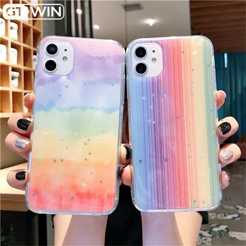 GTWIN милый красочный Радужный блестящий чехол со звездами Блестящий порошковый