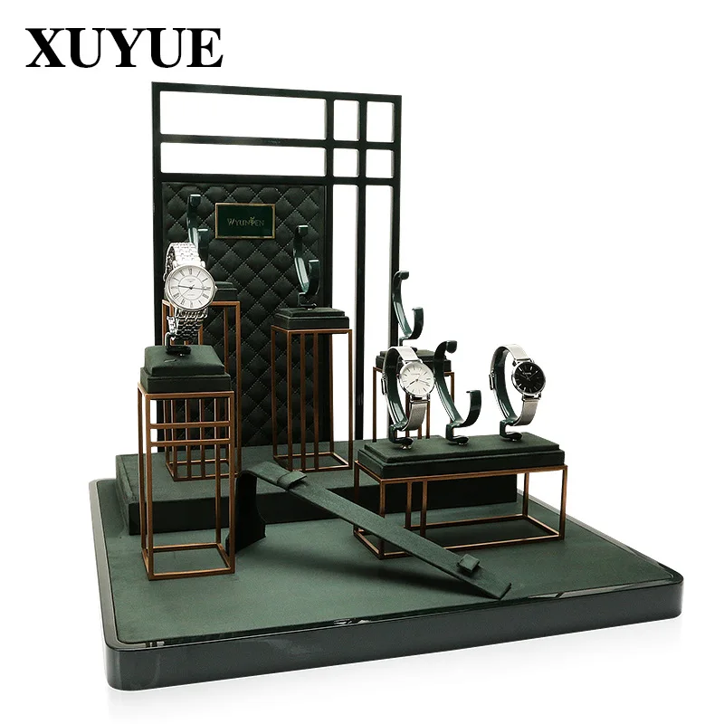 Jewelry display props, metal velvet leather window, watch holder, creative jewelry display shelf jewelry organizer