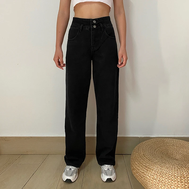 Mom Jeans Woman High Waist Denim Washed Trousers Female 2021 New Fashion Mom Pants Oversize Vintage Clothes Streetwear