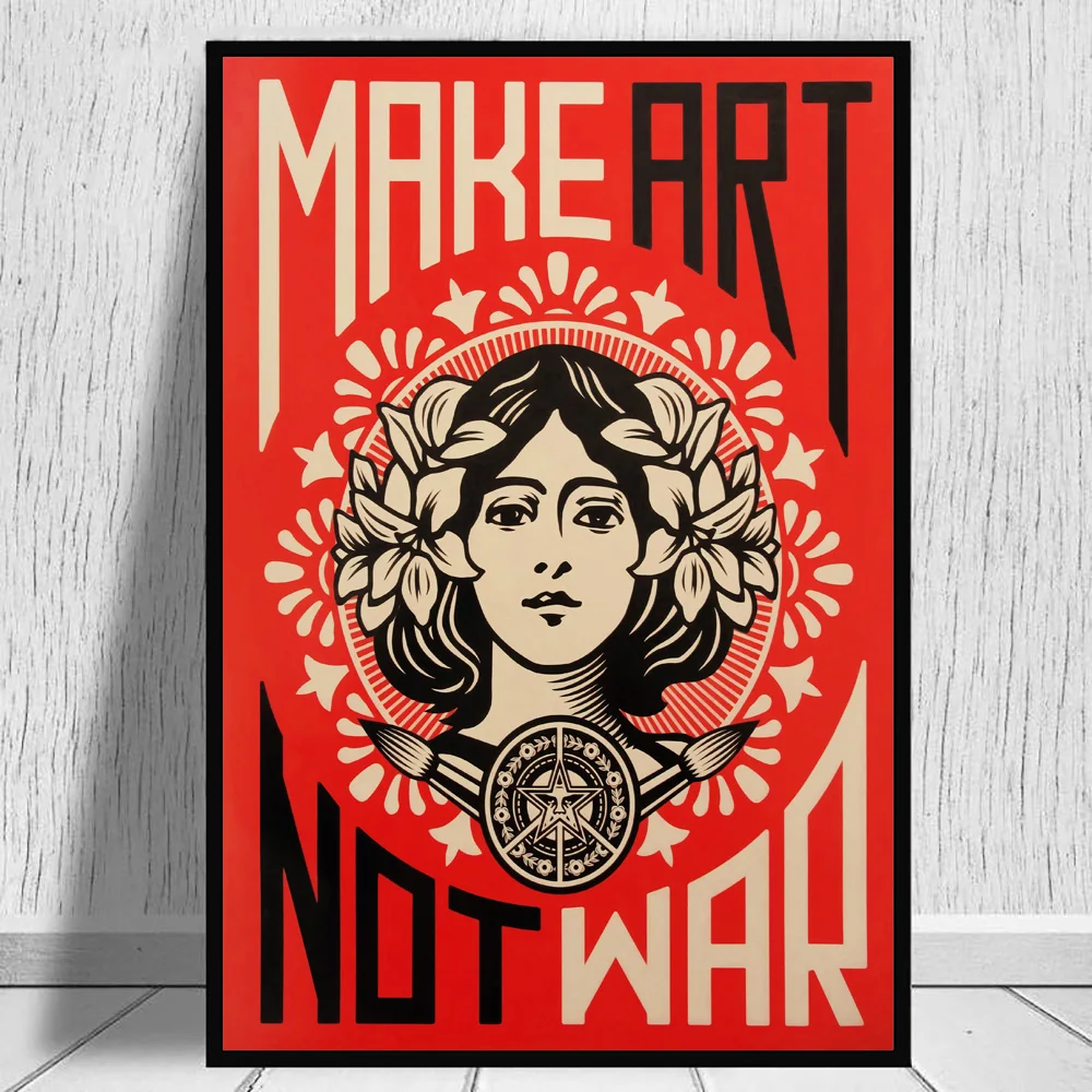 Винтажный постер и принты Make Art Not War со слоганом фрески на холсте настенная