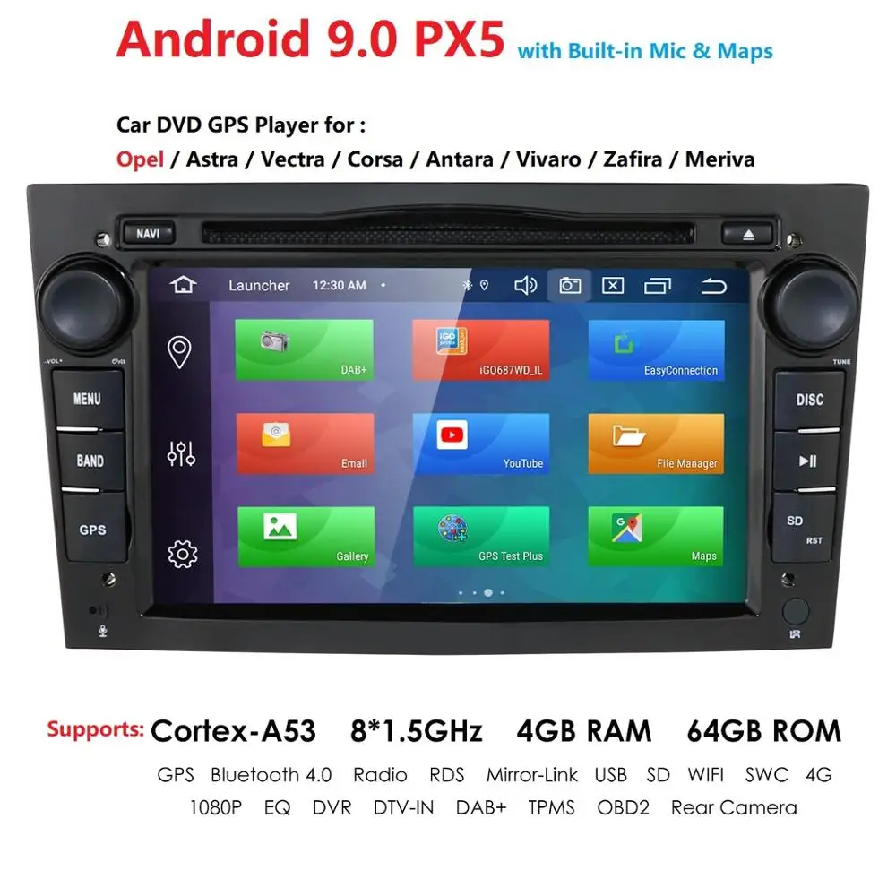 HD 1024*600 Восьмиядерный 2din Android 9 0 4G + 64G Автомобильный dvd плеер для Opel Corsa Vectra C D Meriva Vivaro