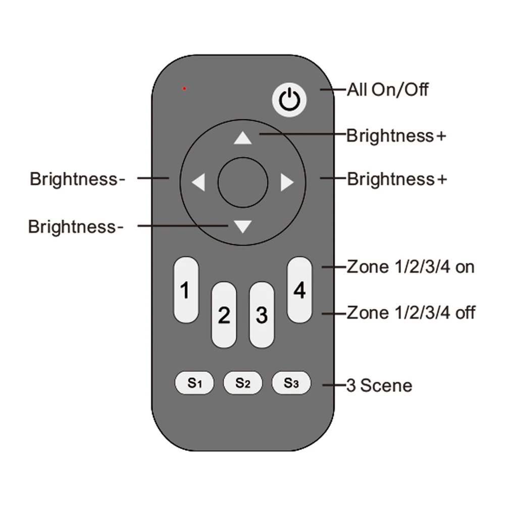 Беспроводной пульт дистанционного управления RF 2 4G 16 клавиш 4 зоны одноцветная
