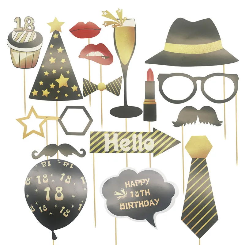 Одноразовая посуда 18 лет реквизит для Фотокабины черная рамка баннер на день