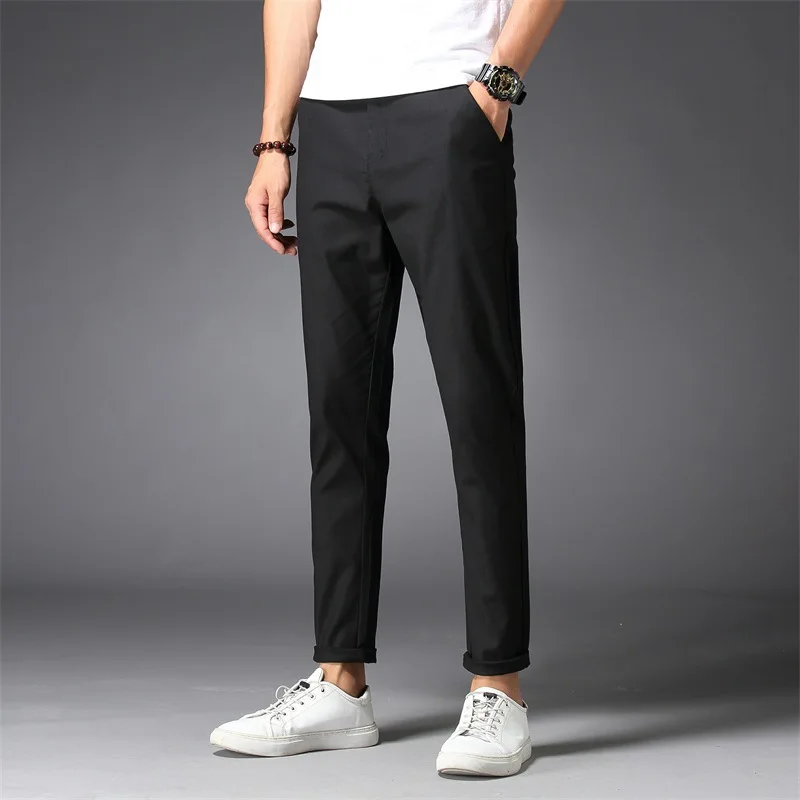

spring 2021 han edition cultivate morality fashion handsome pure color leisure contracted the flat pants men's trousers