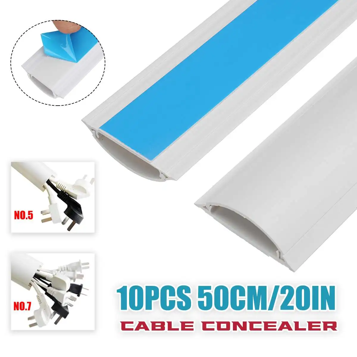 

20 Inch/50cm 10PCS Cable Concealer Wall Cord Cover Management Organizer Wire Hider PVC Self -adhesive Wiring Ducts Cable Winder
