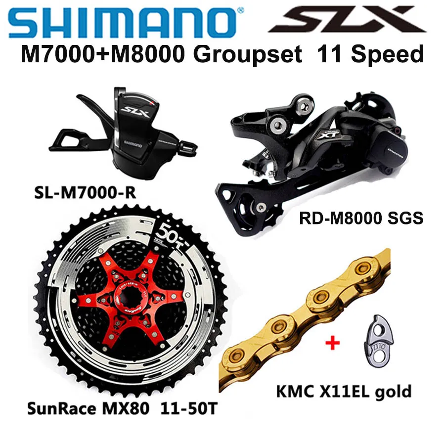 Группа оборудования для горных велосипедов SHIMANO DEORE SLX M7000, 11 скоростей, 46T 50T SL+RD+SunRace+X11 Shift Lever M8000 Rear Derailleur on.