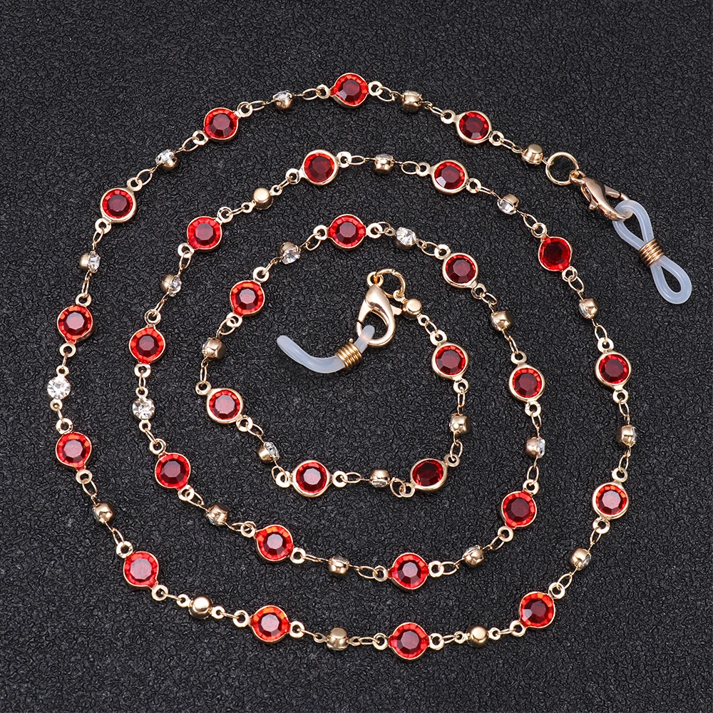 

Женская цепочка для солнцезащитных очков, золотистая металлическая цепочка для очков с кристаллами и бусинами, 2021