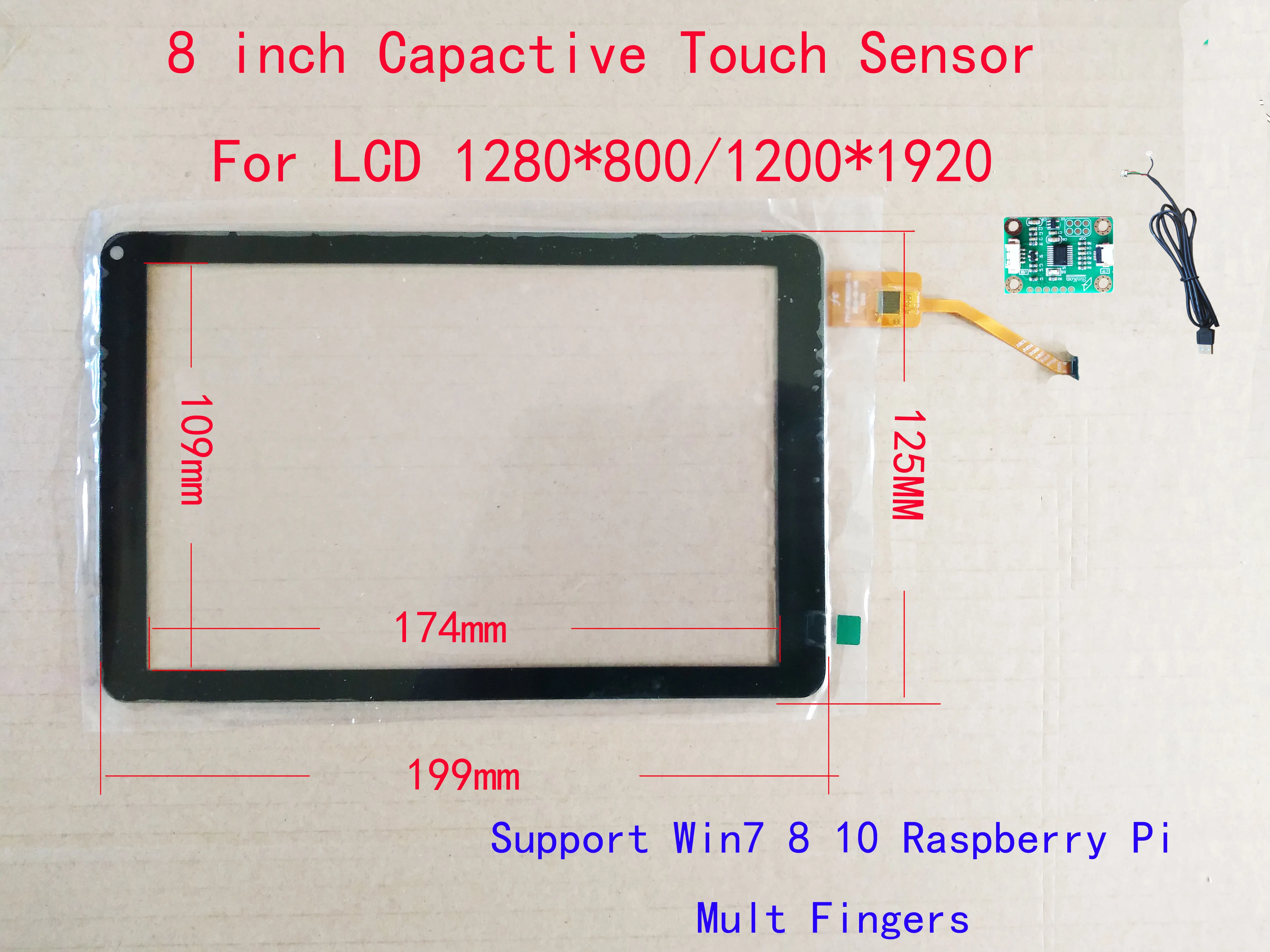 

8 inch USB Touch Screen Sensor Digitizer With controller Board Support WIN8 10 Android 5 fingers Support lcd 800*1280 1200*1920