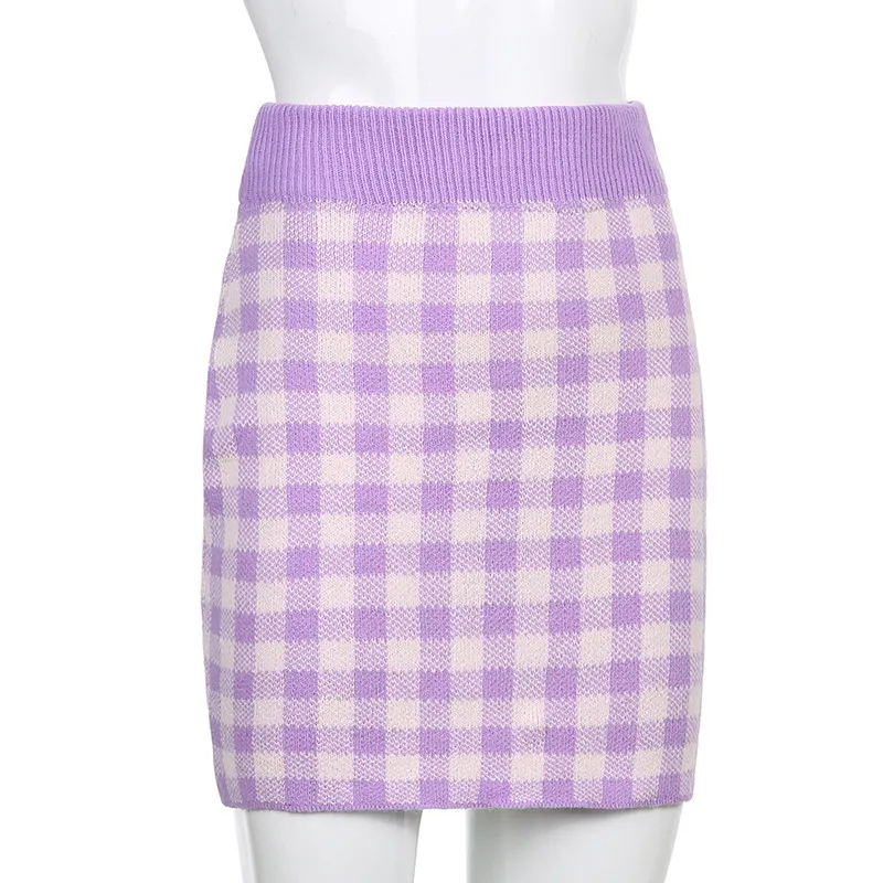 

Three-Piece Suit Spring 2021 New Tracksuit Sets Womens Outfits Plaid Camisole + Cardigan + Skirt Sexy Suit Ropa Mujer