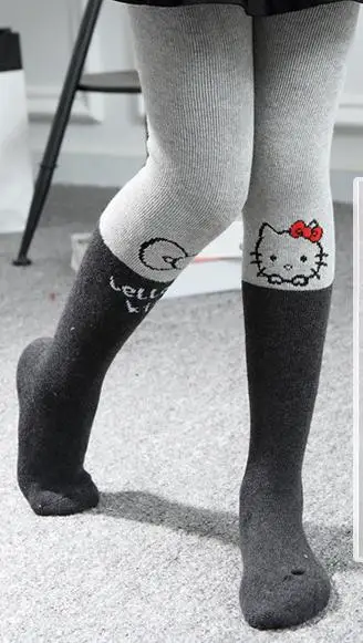 Осенне-зимние плотные колготки для девочек с рисунком кота; pantihose; детские колготки; колготки для девочек - Цвет: KT