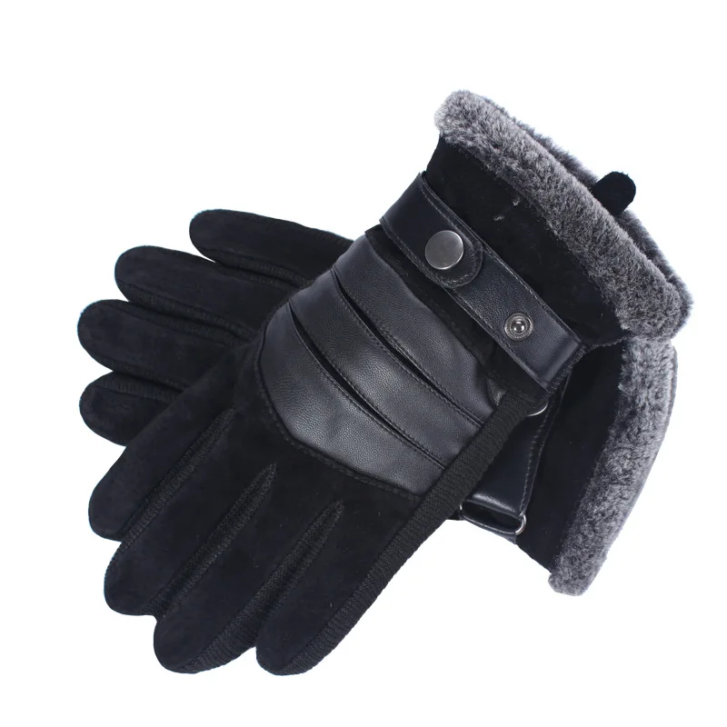 Перчатки из свиной кожи мужские зимние теплые перчатки для сенсорного экрана