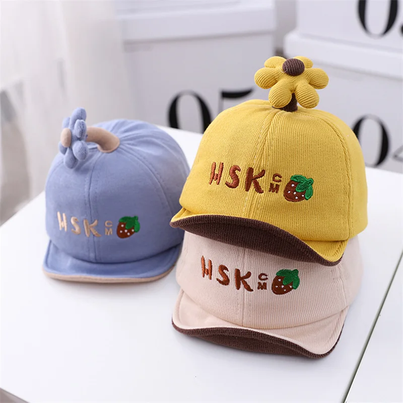 

New Little Flower Baby Cap Autumn New Baby Hat Embroidery Cartoon Baby Hat 3-12 Months Kids Hats