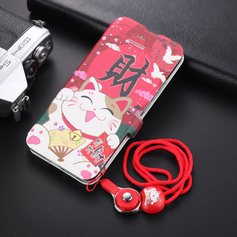 Painted Leather Case for Huawei P40 Nova 7 SE 6 5G Mate 30 Pro Honor X10 V30 Play 4T Flip Cover Cute Pattern Funda With Lanyard | Мобильные