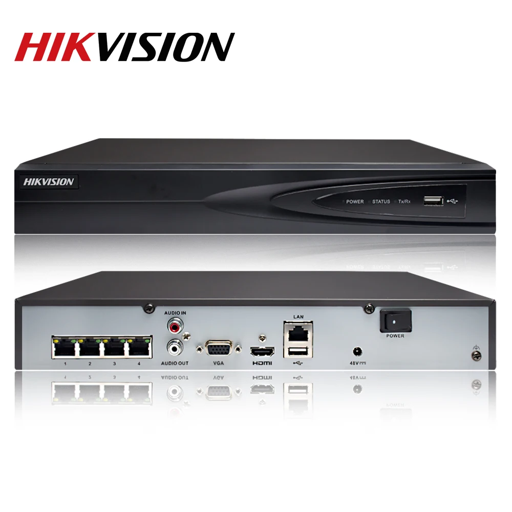Hikvision NVR 4CH 4K 8MP PoE DS 7604NI K1/4P для IP Камера видеонаблюдения Системы обнаружения VCA