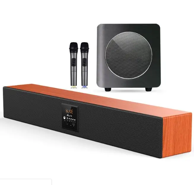 600K Деревянная звуковая панель Bluetooth 5.1 3D HIFI surround звук домашнего кинотеатра для ТВ с микрофоном WS9 беспроводной сабвуфер на 8 дюймов.