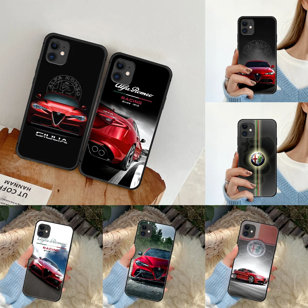 

Alfa Romeo Luxury Sport Car Phone Case For iPhone 5 5S SE 2020 6 6S 7 8 Plus 11 12 Mini X XS XR Pro Max black Back Luxury Prime