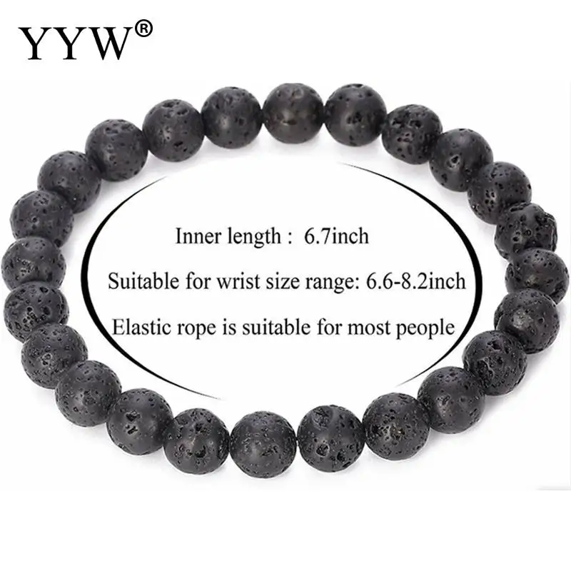 Гладкий натуральный камень Seadbeads браслет для мужчин и женщин черный Poblished